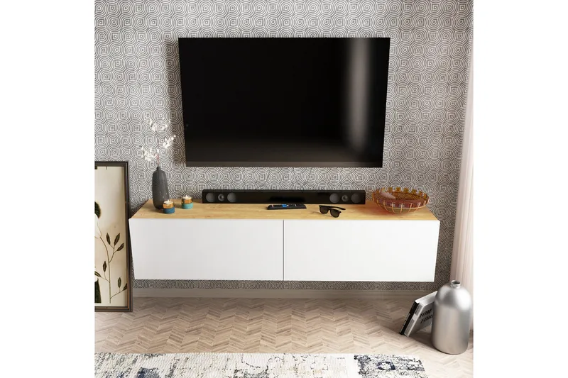 Rinorea Tv-benk 159,7x34,1 cm - Hvit - Møbler - TV- & Mediamøbler - TV benk & mediabenk