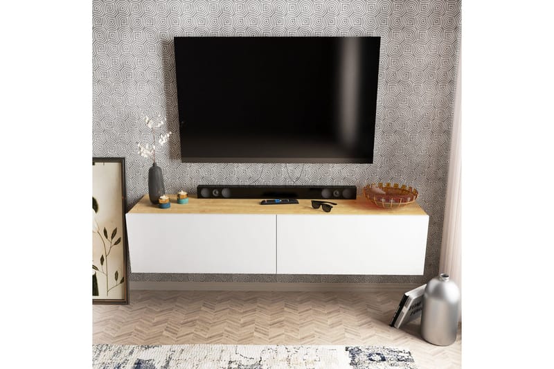 Rinorea Tv-benk 159,7x34,1 cm - Hvit - Møbler - TV- & Mediamøbler - TV benk & mediabenk