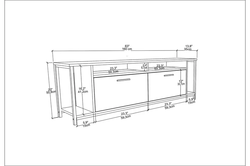 Rinorea Tv-benk 160x50,8 cm - Brun - Møbler - TV- & Mediamøbler - TV benk & mediabenk