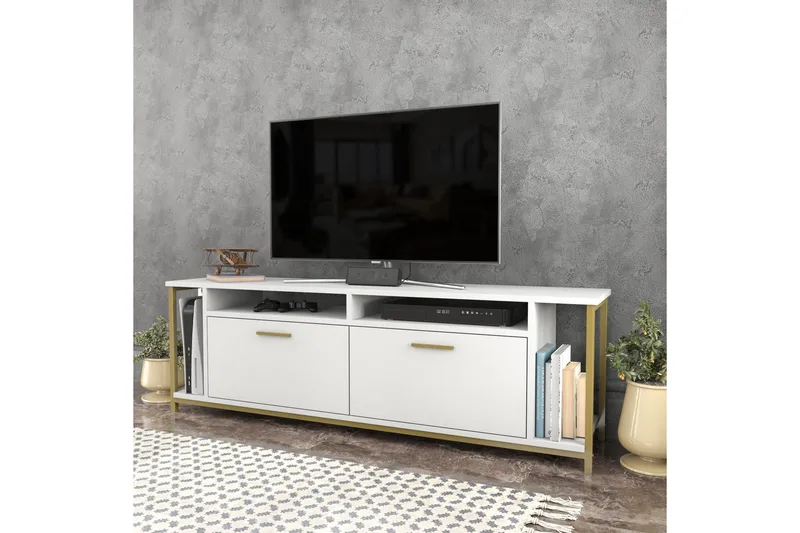 Rinorea Tv-benk 160x50,8 cm - Hvit - Møbler - TV- & Mediamøbler - TV benk & mediabenk
