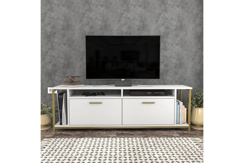 Rinorea Tv-benk 160x50,8 cm - Hvit - Møbler - TV- & Mediamøbler - TV benk & mediabenk