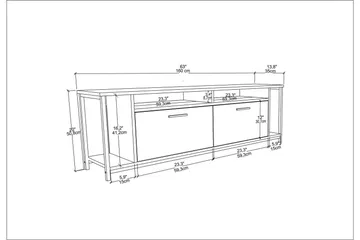 Rinorea Tv-benk 160x50,8 cm - Hvit - Møbler - TV- & Mediamøbler - TV benk & mediabenk