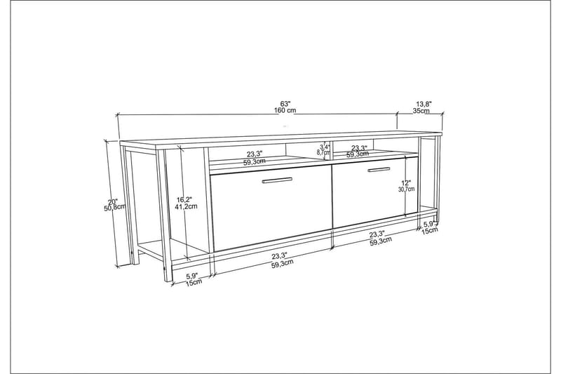 Rinorea Tv-benk 160x50,8 cm - Hvit - Møbler - TV- & Mediamøbler - TV benk & mediabenk