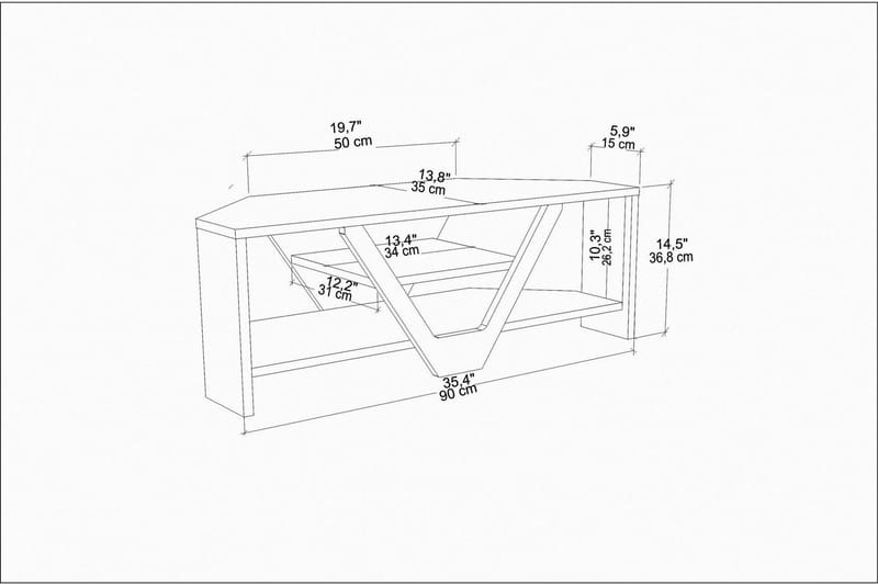 Rinorea Tv-benk 90x36,8 cm - Brun - Møbler - TV- & Mediamøbler - TV benk & mediabenk