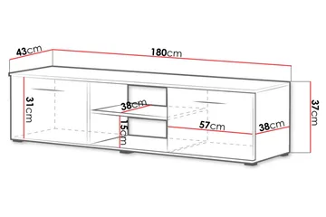 Ruskelsby TV-bänk 180 cm Black - Møbler - TV- & Mediamøbler - TV benk & mediabenk