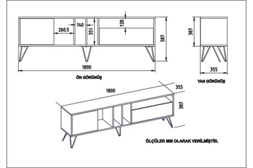 Schwefel TV-Benk 180 cm - Valnøtt|Svart|Hvit - Møbler - TV- & Mediamøbler - TV benk & mediabenk