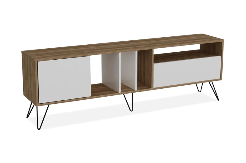 Schwefel TV-Benk 180 cm, Valnøtt|Svart|Hvit