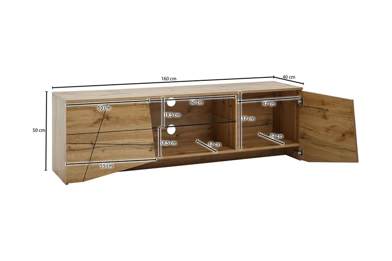 Seddik Tv-Benk 50x160 cm Rektangulær - Brun - Møbler - TV- & Mediamøbler - TV benk & mediabenk