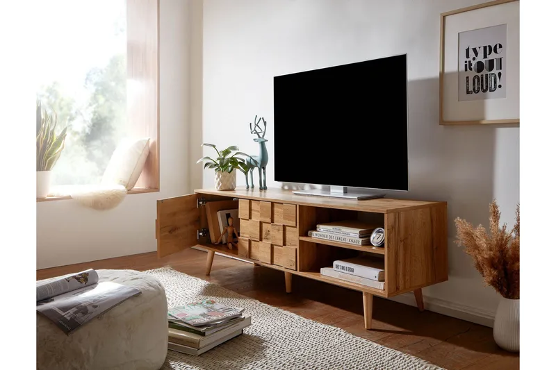 Seddik Tv-benk 51x160 cm Rektangulær - Brun - Møbler - TV- & Mediamøbler - TV benk & mediabenk