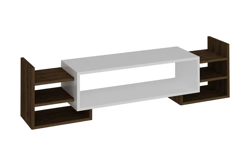 Semour TV-benk 90 cm, Hvit/Valnøtt