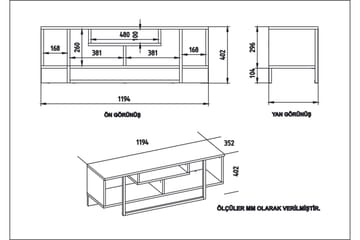 Sholly TV-Benk 119 cm - Hvit|Svart - Møbler - TV- & Mediamøbler - TV benk & mediabenk