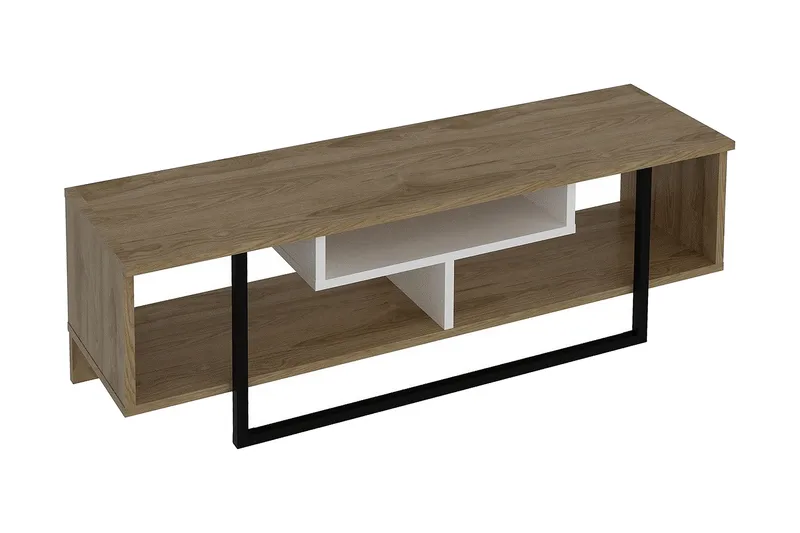 Sholly TV-benk 119 cm - Hvit/Svart/Eik - Møbler - TV- & Mediamøbler - TV benk & mediabenk