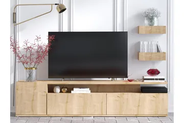 Sinox Gulvstående TV-benk 180 cm med Oppbevaring i Malt Tre - Lysebrun - Møbler - TV- & Mediamøbler - TV benk & mediabenk