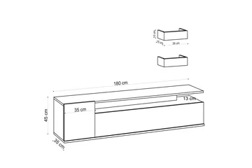 Sinox Gulvstående TV-benk 180 cm med Oppbevaring i Malt Tre - Lysebrun - Møbler - TV- & Mediamøbler - TV benk & mediabenk