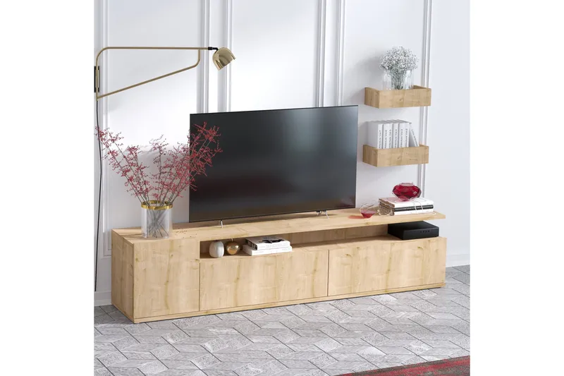 Sinox Tv-benk 180 cm - Natur/Hvit - Møbler - TV- & Mediamøbler - TV benk & mediabenk