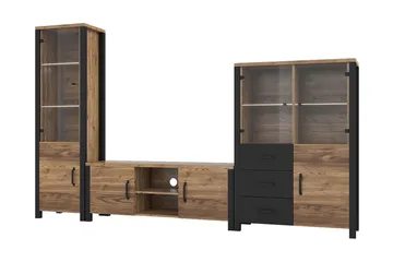 Skarebol TV-benk 147 cm - Svart/Tre/Natur - Møbler - TV- & Mediamøbler - TV benk & mediabenk