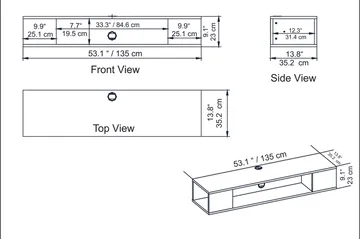 Skuteryd TV-benk 135 cm - Hvit - Møbler - TV- & Mediamøbler - TV benk & mediabenk