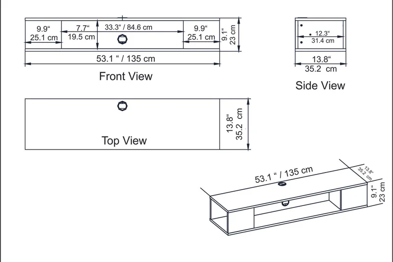 Skuteryd TV-benk 135 cm - Hvit - Møbler - TV- & Mediamøbler - TV benk & mediabenk