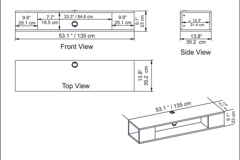 Skuteryd TV-benk 135 cm - Hvit - Møbler - TV- & Mediamøbler - TV benk & mediabenk