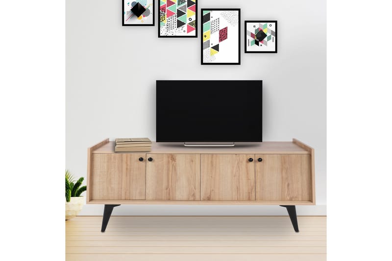 Sogel TV-benk 150 cm med Oppbevaring i Tre, Beige