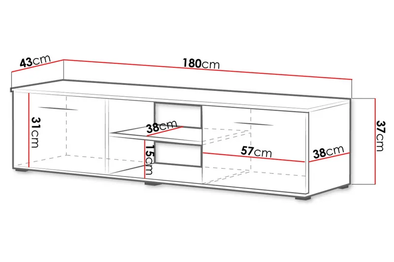 Soho TV-benk 180x43x37 cm - Møbler - TV- & Mediamøbler - TV benk & mediabenk