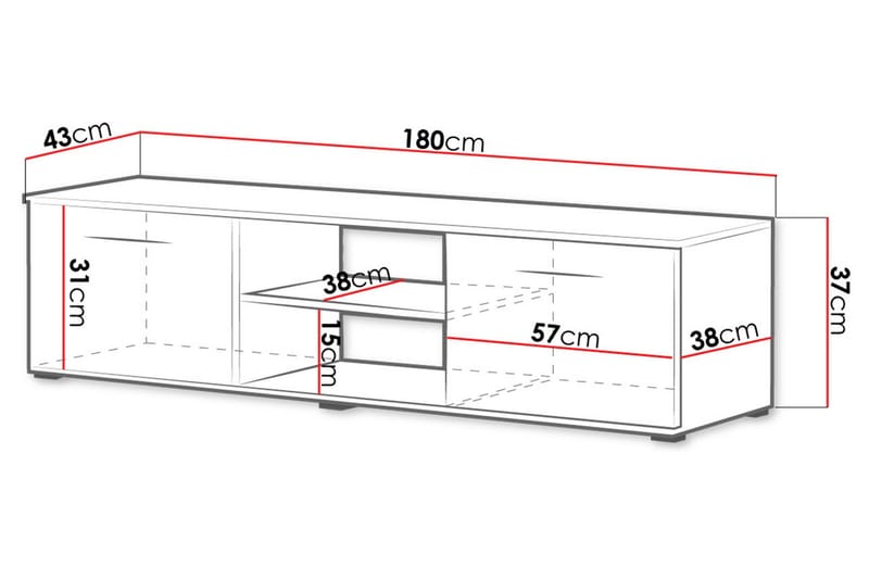 Soho TV-benk 180x43x37 cm - Møbler - TV- & Mediamøbler - TV benk & mediabenk
