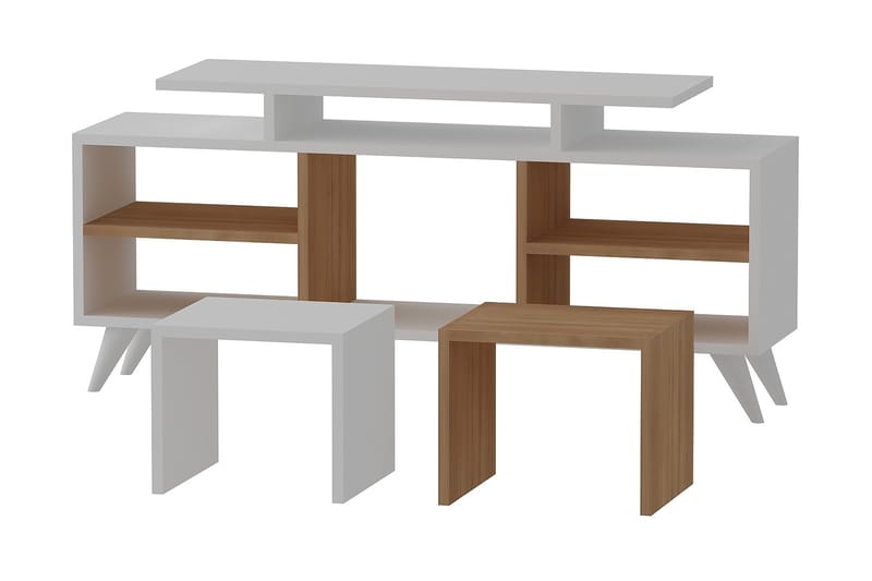 Sqandie TV-benk 120 cm - Hvit/Teak - Møbler - TV- & Mediamøbler - TV benk & mediabenk