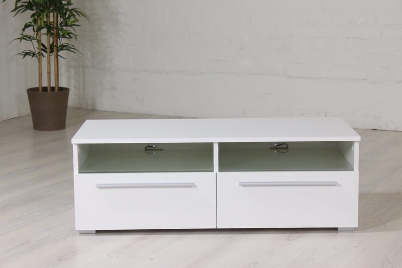 Stockend Gulvstående TV-benk 100 cm med Oppbevaring i Malt Tre - Hvit - Møbler - TV- & Mediamøbler - TV benk & mediabenk