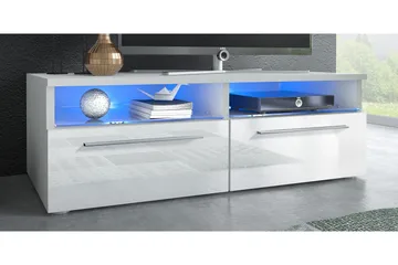 Stockend Gulvstående TV-benk 100 cm med Oppbevaring i Malt Tre - Hvit - Møbler - TV- & Mediamøbler - TV benk & mediabenk