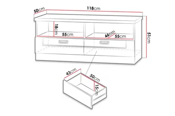 Tadeusz TV-benk 118x50x50 cm - Brun - Møbler - TV- & Mediamøbler - TV benk & mediabenk