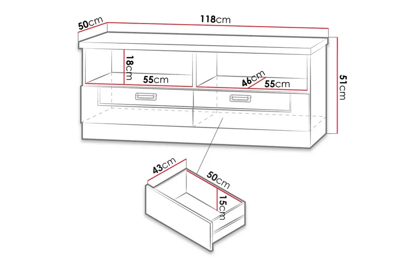 Tadeusz TV-benk 118x50x50 cm - Brun - Møbler - TV- & Mediamøbler - TV benk & mediabenk