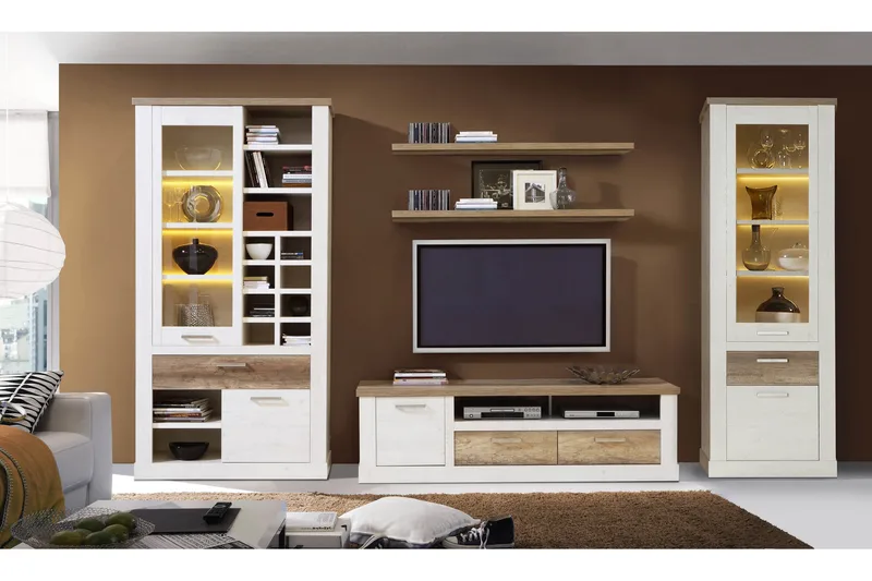 Talebi TV-benk 179 cm - Brun/Hvit - Møbler - TV- & Mediamøbler - TV benk & mediabenk