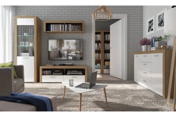 Tarka TV-benk 135 cm - Tre/natur|Hvit - Møbler - TV- & Mediamøbler - TV benk & mediabenk