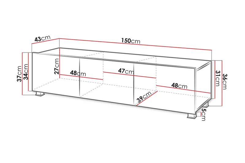 Tessan TV-benk 150 cm - Svart - Møbler - TV- & Mediamøbler - TV benk & mediabenk