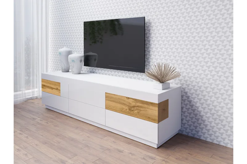 Tomeka TV-benk 206 cm - Hvit/Tre - Møbler - TV- & Mediamøbler - TV benk & mediabenk