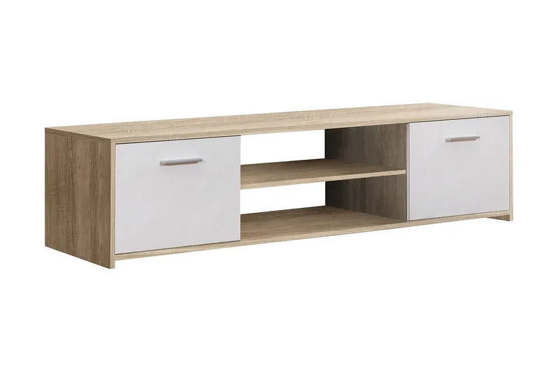 Turino Mot Vegg TV-benk 160 cm med Oppbevaring i Lakkert Tre, Beige