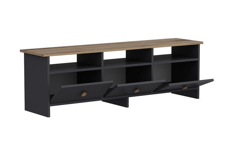 Tv bänk 150 cm Antracit/Ek - Antrasitt/Natur - Møbler - TV- & Mediamøbler - TV benk & mediabenk