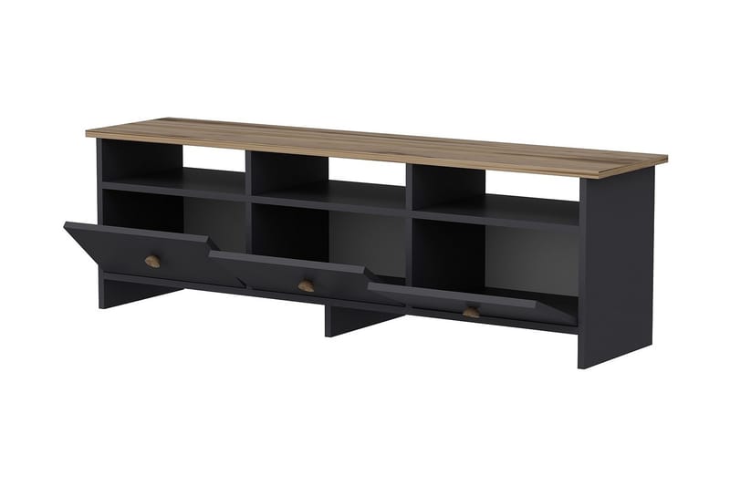 Tv bänk 150 cm Antracit/Ek - Antrasitt/Natur - Møbler - TV- & Mediamøbler - TV benk & mediabenk