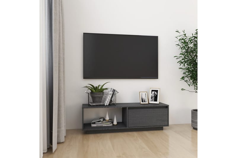 TV-benk 110x30x33,5 cm heltre furu grå - Grå - TV benk & mediabenk