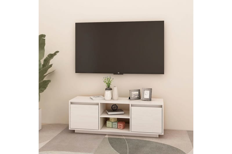 TV-benk 110x30x40 cm heltre furu hvit - Hvit - TV benk & mediabenk