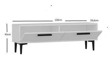 TV-benk 120 cm 2 Skap - Hvit/Svart - Møbler - TV- & Mediamøbler - TV benk & mediabenk