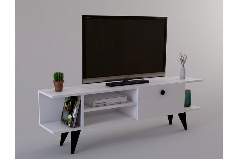 TV-benk 120 cm - Hvit/Svart - TV benk & mediabenk