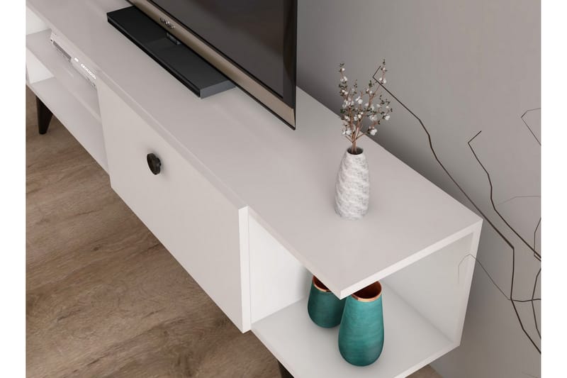 TV-benk 120 cm - Hvit/Svart - TV benk & mediabenk