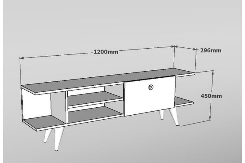 TV-benk 120 cm - Hvit/Svart - TV benk & mediabenk