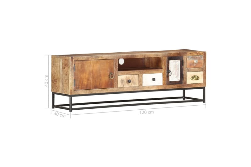 TV-benk 120x30x40 cm gjenvunnet heltre -   - TV benk & mediabenk