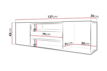 TV-benk 137 cm LED-belysning - Eik - Møbler - TV- & Mediamøbler - TV benk & mediabenk