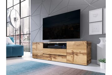 TV-benk 137 cm LED-belysning - Eik - Møbler - TV- & Mediamøbler - TV benk & mediabenk