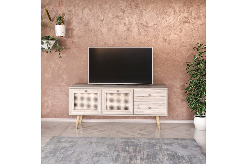 TV-benk 140 cm 4 Skap - Sand/Natur - TV benk & mediabenk