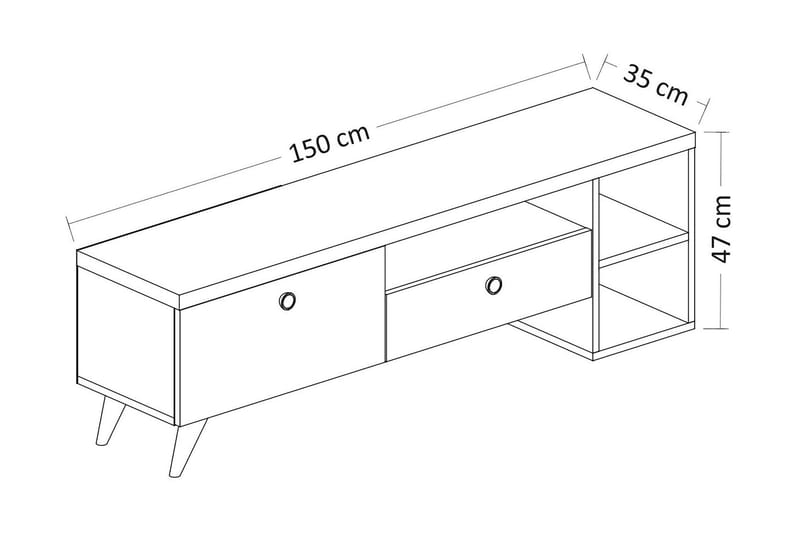 TV-benk 150 cm 2 Skap - Svart/Natur - TV benk & mediabenk