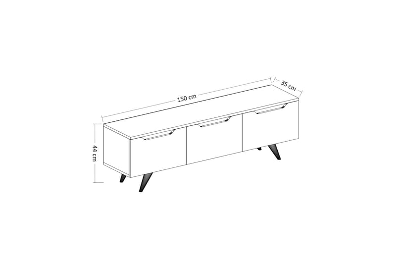 TV-benk 150 cm 3 Skap - Antrasitt/Natur - TV benk & mediabenk